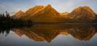 USA, Wyoming. Panoramic landscape of Mount Woodring and St. John from Leigh Lake, Grand Teton NP Art Print